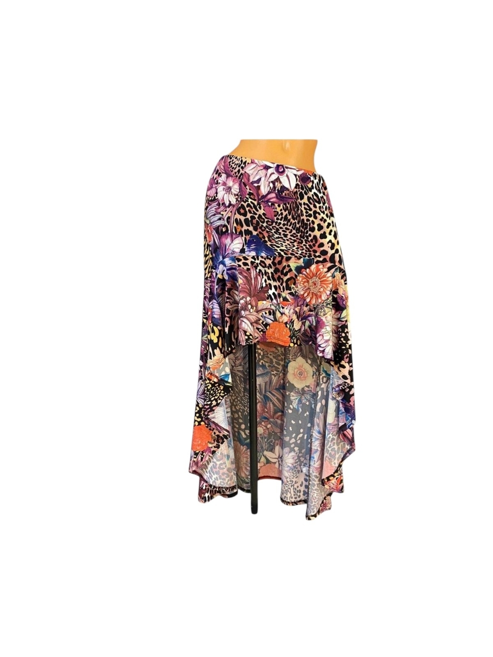 VENUS Floral & Leopard Floral Maxi Skirt - Purple, Orange, Black, Cream